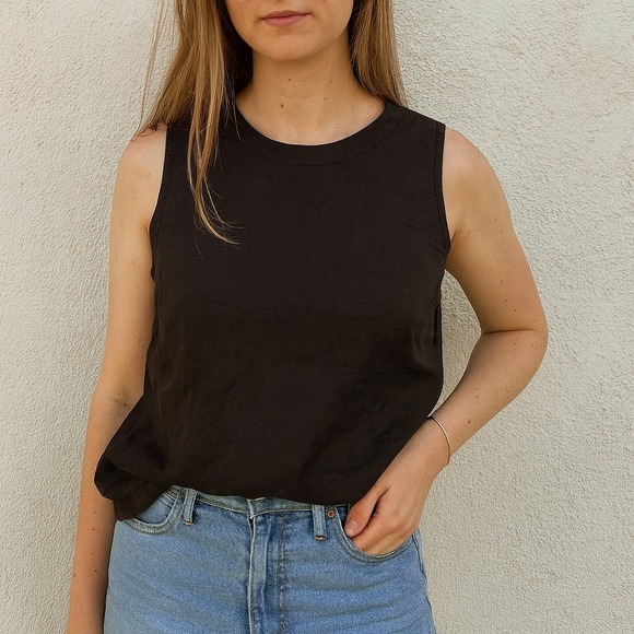 Quince Tops - Quince Linen Sleeveless Top Womens‎ Small Black Casual Summer Blouse Tank Preppy
